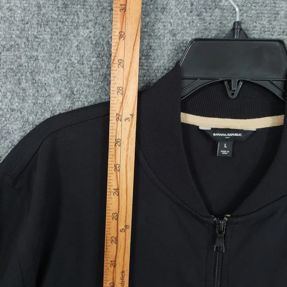Banana Republic Jacket Mens Large Black Cotton Bomber Full Zip Unlined